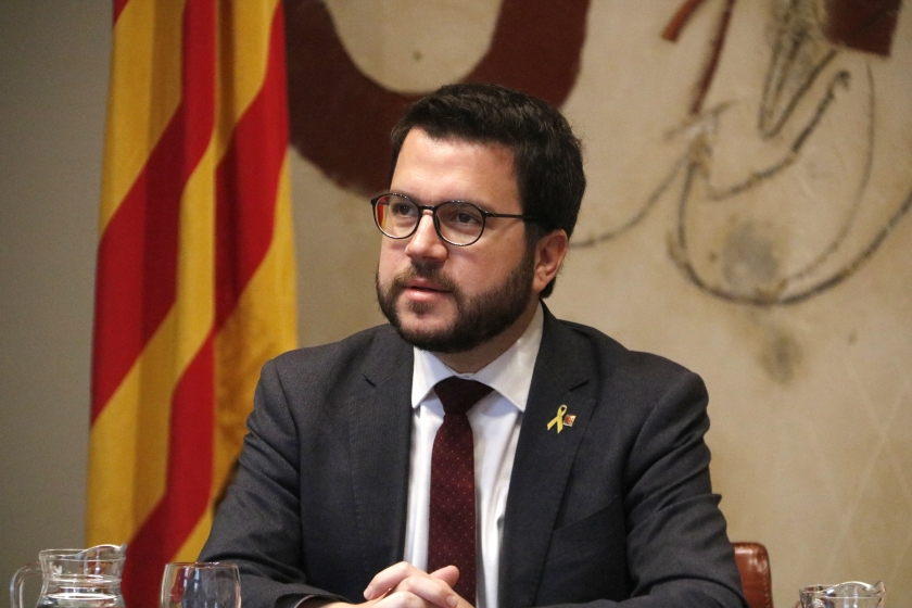  El vicepresident Pere Aragonès durant el Consell Executiu en què s'ha aprovat la creació de l'Oficina per a la Defensa dels Drets Civils i Polítics / ACN 