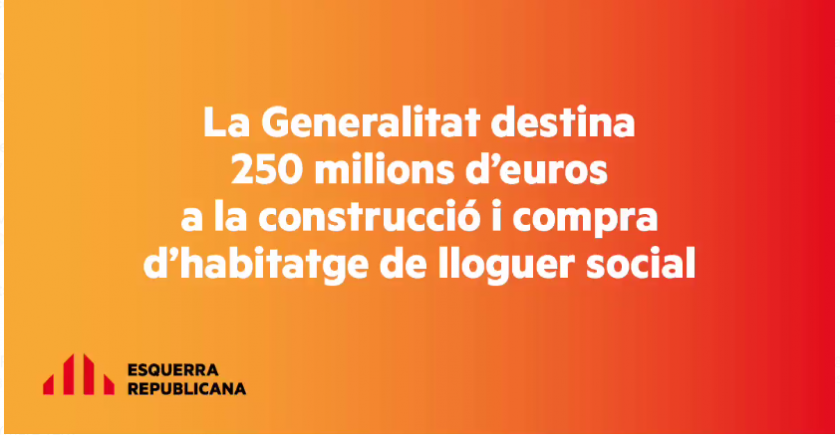   La Generalitat destina 250 milions d'euros a la construcció i compra d'habitatge de lloguer social  