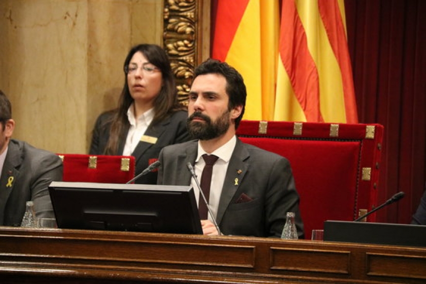  El president del Parlament, Roger Torrent, durant una sessió plenària  