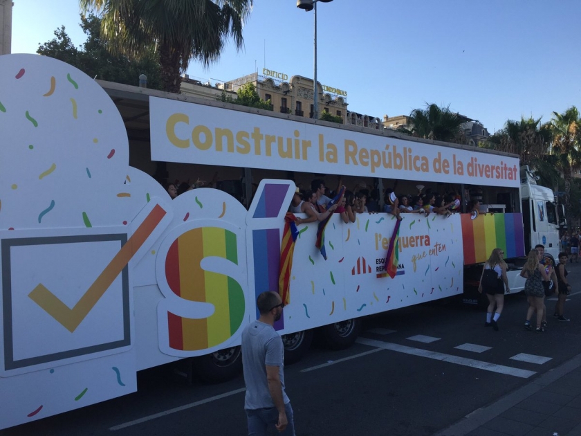  Imatge de la carrossa d'Esquerra en la passada manifestació pel dia de l'Orgull LGTBI 