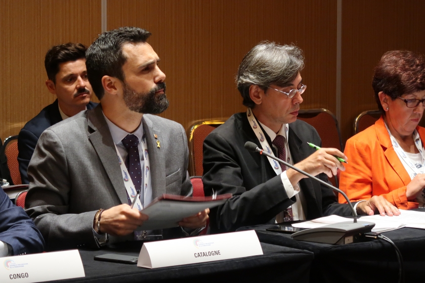  El president del Parlament, Roger Torrent, moments abans d'intervenir a l'Assemblea Parlamentària de la Francofonia 