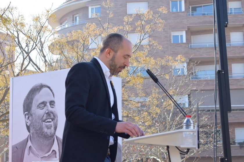  Marc Aloy intervé a l'acte a Manresa que ha reunit més de 200 persones al Parc de la Font del Gat 