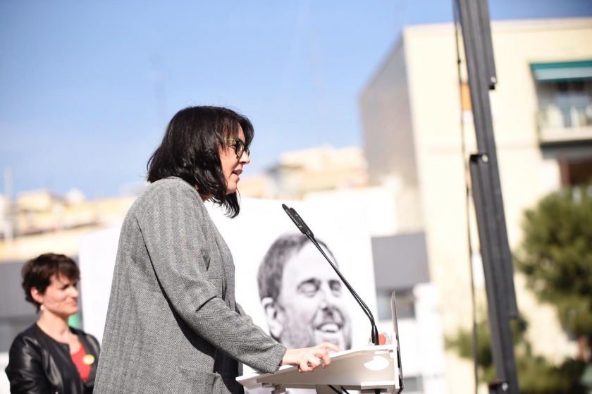  La número 2 de la candidatura, Diana Riba, durant la seva intervenció 