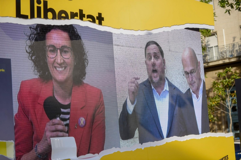   Junqueras, Romeva i Rovira trenquen el mur de la presó i l'exili i tornen a compartir escenari  