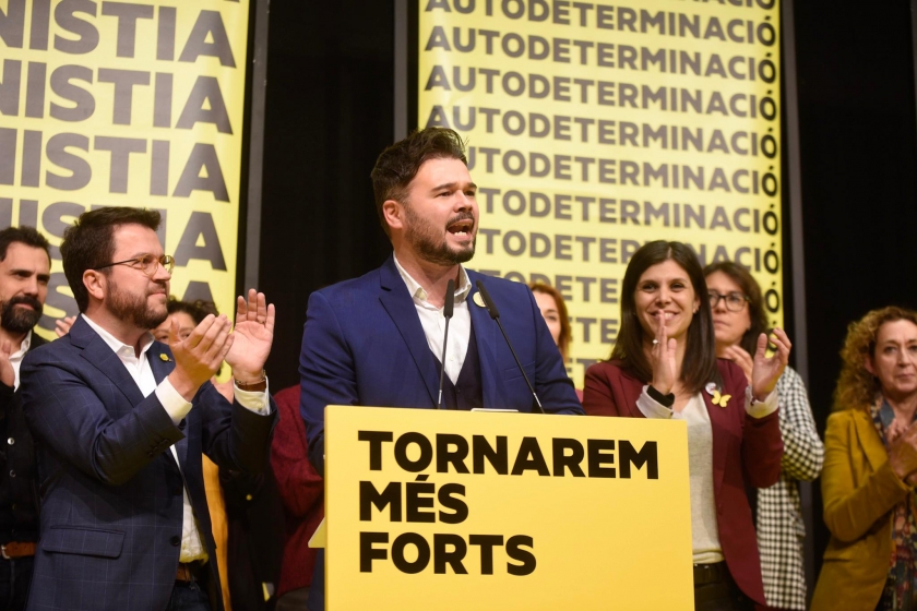  Gabriel Rufián, en la seva intervenció la nit electoral del 10N 