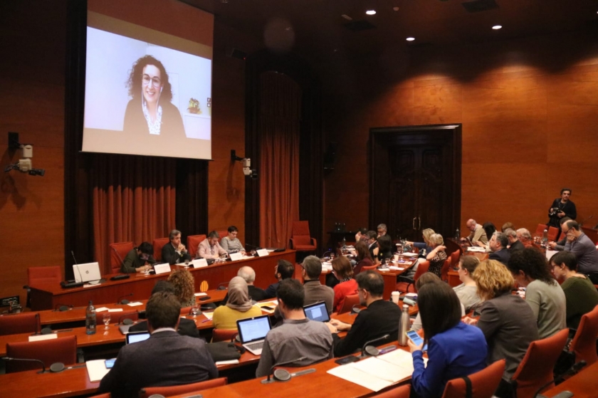  La Secretària General d'ERC, Marta Rovira, compareix per videoconferència a la comissió d'investigació del 155 al Parlament. / ACN 