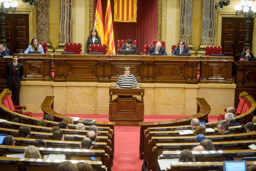 La diputada d'Esquerra Republicana Montserrat Fornells, durant la seva intervenció d'avui al Parlament / Marc Puig 