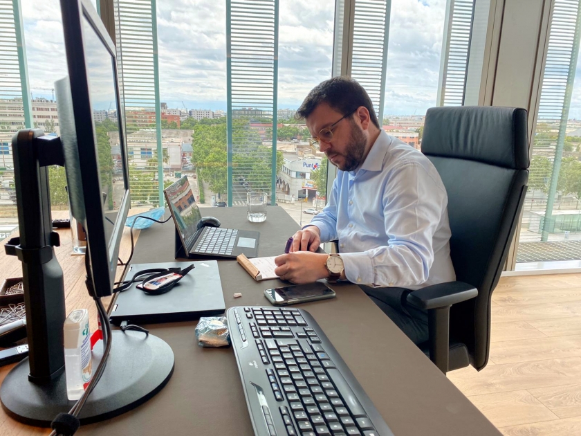  El vicepresident Pere Aragonès en una reunió telemàtica / ACN 