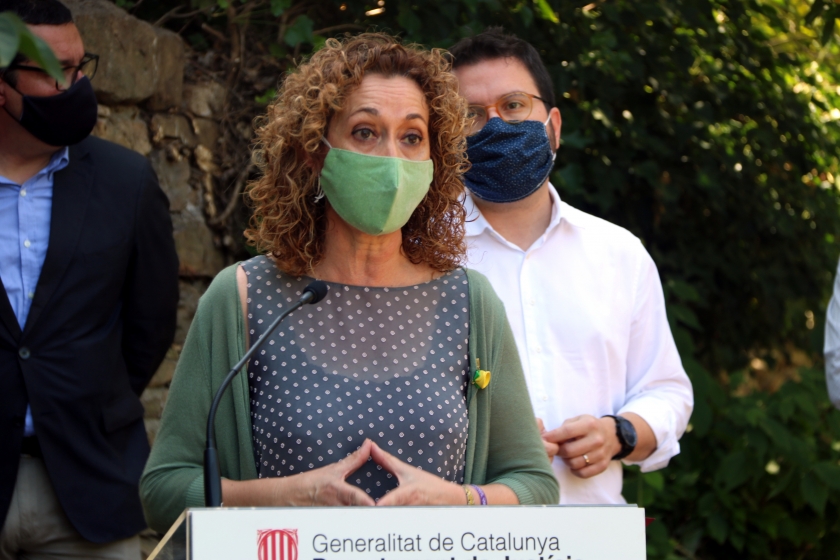  La consellera de Justícia, Ester Capella, i el vicepresident del Govern, Pere Aragonès, en un acte a Sant Vicenç de Castellet / ACN 