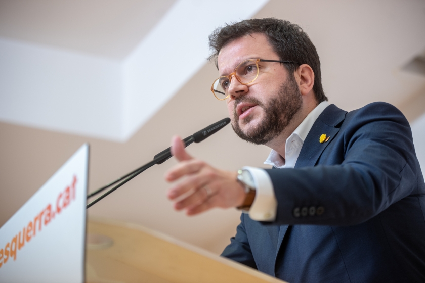  El coordinador nacional d'Esquerra Republicana, Pere Aragonès, en roda de premsa 