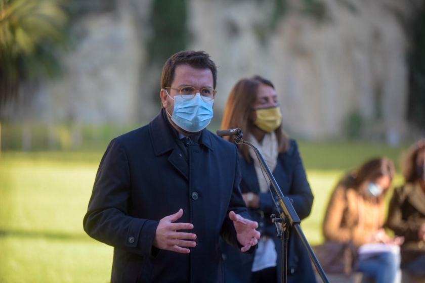  El vicepresident, Pere Aragonès, a l'ofrena del President Lluís Companys 