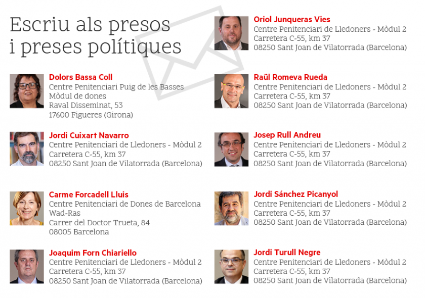   Escriu a les preses i als presos polítics  