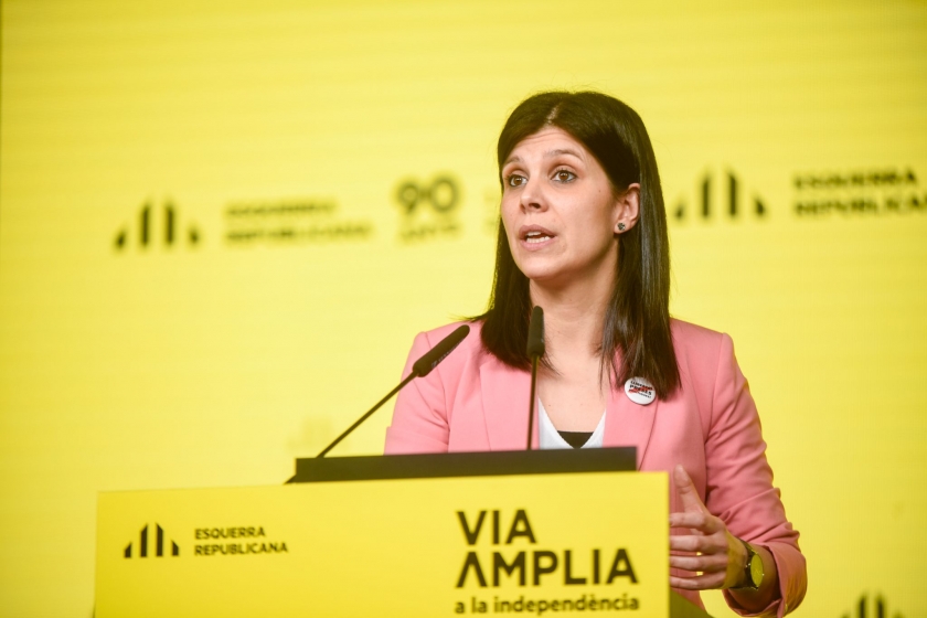  La secretària general adjunta i portaveu d'Esquerra Republicana, Marta Vilalta, durant la roda de premsa d'avui / Marc Puig 