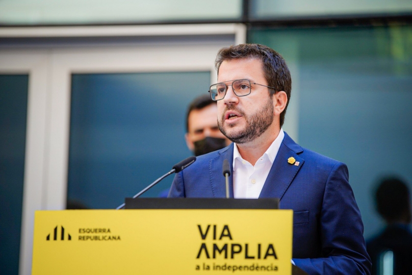  Aragonès durant la roda de premsa d'aquest dissabte / Arnau Carbonell 