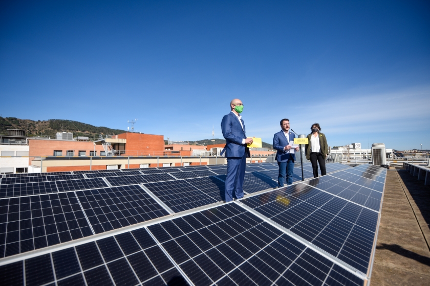  Pere Aragonès, Raül Romeva i Diana Riba, durant la campanya per a les eleccions del 14F, al terrat de la Universitat Politècnica de Catalunya  