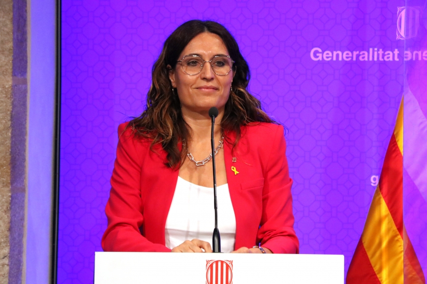  La consellera de Presidència, Laura Vilagrà, aquest dimarts en roda de premsa. 