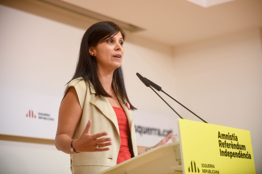  La secretària general adjunta i portaveu d'Esquerra Republicana, Marta Vilalta, durant la roda de premsa / Marc Puig 
