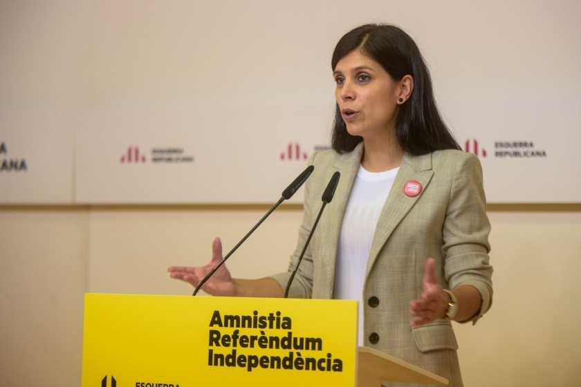  La secretària general adjunta i portaveu d'Esquerra Republicana, Marta Vilalta, durant la roda de premsa / Marc Puig 