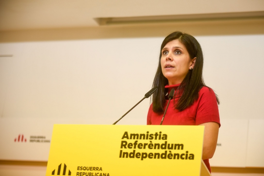  La secretària general adjunta i portaveu d'Esquerra Republicana, Marta Vilalta, durant la roda de premsa / Marc Puig 