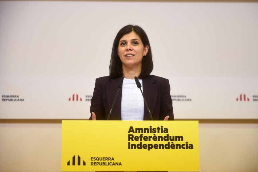  La secretària general adjunta i portaveu d'Esquerra Republicana, Marta Vilalta, durant la roda de premsa / Marc Puig 