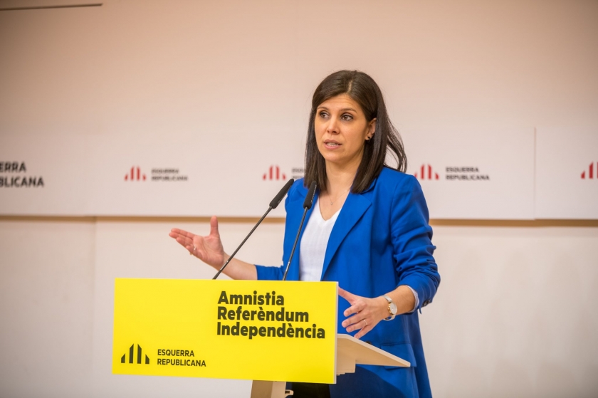  La secretària general adjunta i portaveu d'Esquerra Republicana, Marta Vilalta, durant la roda de premsa / Marc Puig 