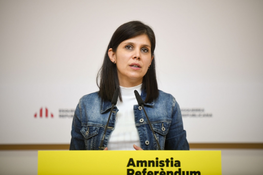  La secretària general adjunta i portaveu d'Esquerra Republicana, Marta Vilalta, durant la roda de premsa / Marc Puig 