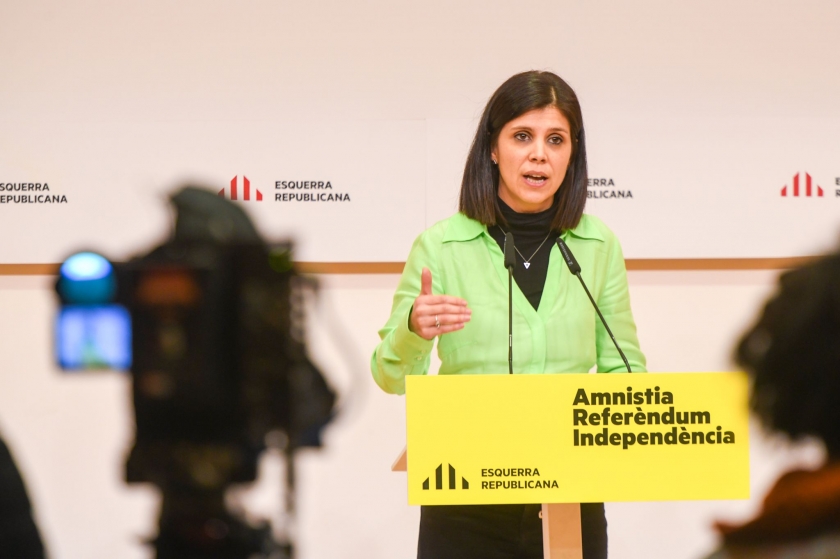  La secretària general adjunta d'Esquerra Republicana, Marta Vilalta, durant la roda de premsa / Marc Puig 
