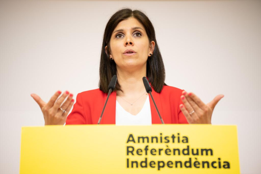  La secretària general adjunta i portaveu d'Esquerra Republicana, Marta Vilalta, en roda de premsa. GERARD MAGRINYÀ. 