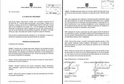   Junts pel Sí i la CUP registren la proposta que declara l'inici de la creació de l'estat català independent en forma de república  