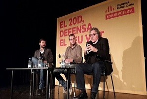 Gabriel Rufián i Joan Tardà reiteren a Esplugues de Llobregat el seu compromís de defensar el que els catalans van votar el 27S