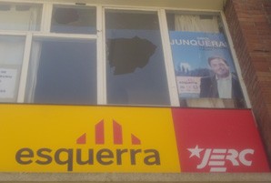 Oriol Junqueras i Anna Simó denuncien els dos episodis continuats de violència contra la seu d'Esquerra a Sant Vicenç dels Horts